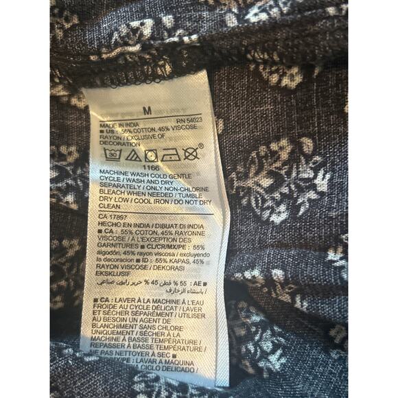 NWT Old Navy Black Patterned Dress Long Sleeves V Neck Elastic at Waist Sz Med - Picture 5 of 7